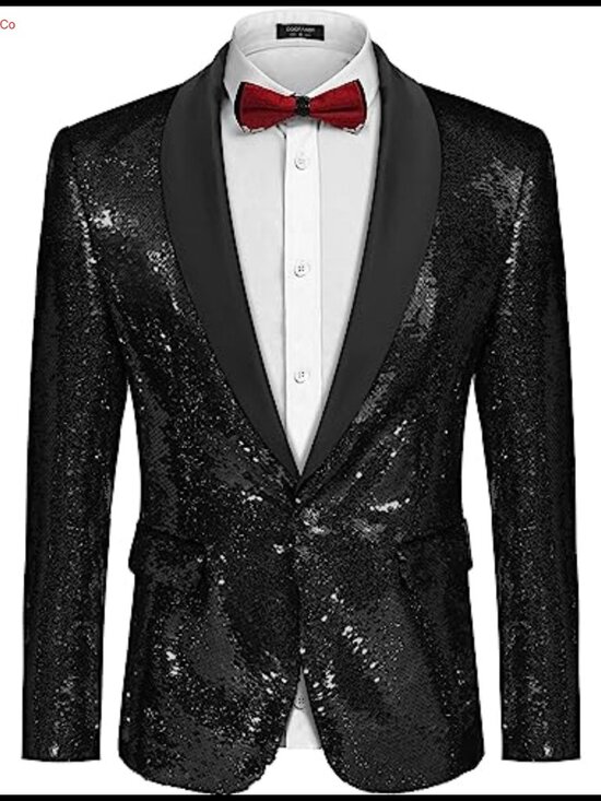 Other - Mens Shiny Sequin Blazer Tuxedo Party Prom One Button Suit Jacket